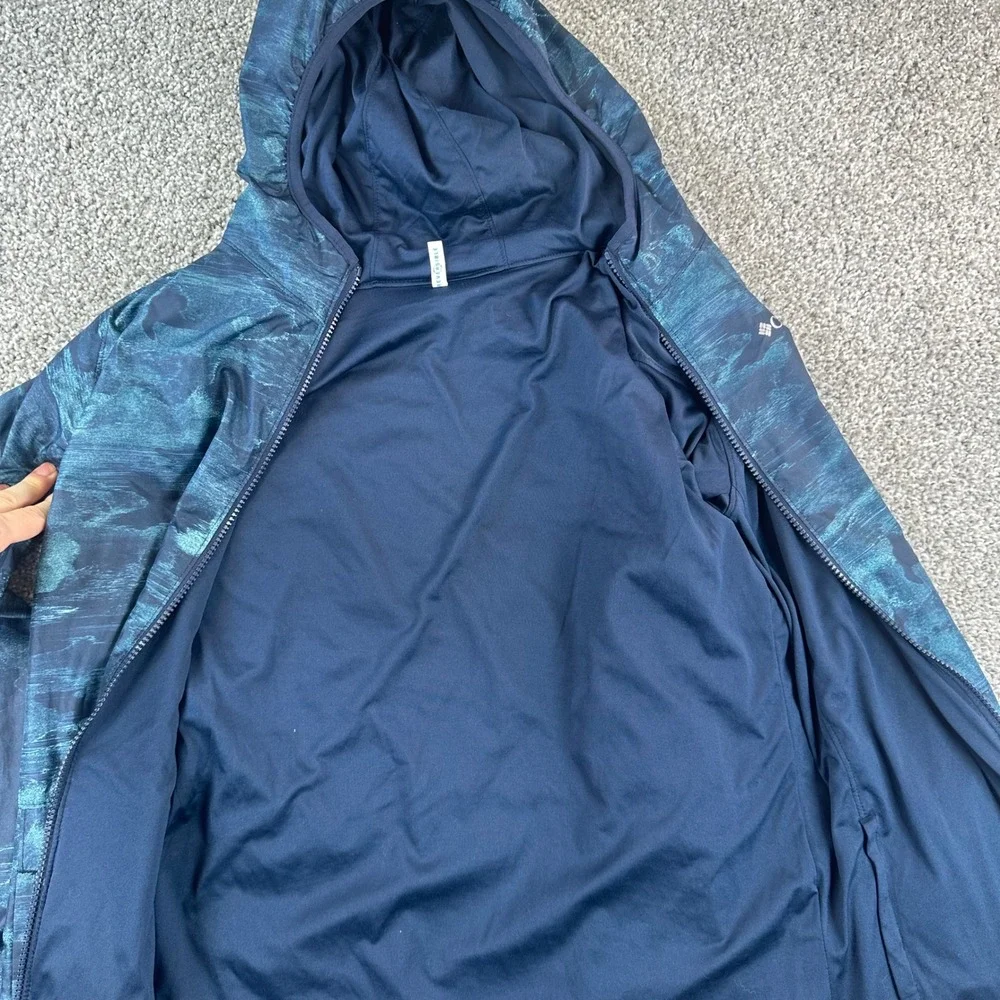 Columbia Pixel Grabber Windbreaker Jacket Kids XL 18/20 Reversible Hooded Blue
